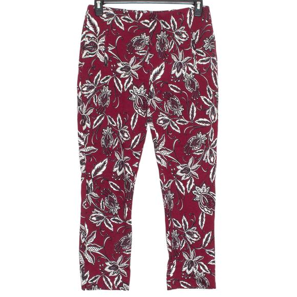 Chicos Pants Slimming Juliet Floral Ankle Pull On Boho Retro Coastal 1 Medium 8 - Picture 1 of 5